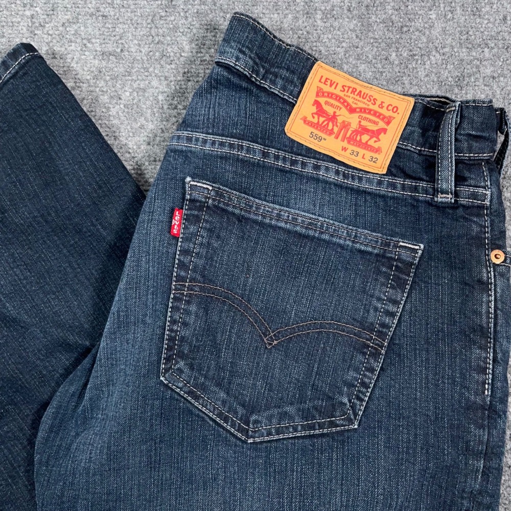 Levi's 559 Relaxed Straight Jeans Men 33x32 (ACT 36x32) Dark Wash Blue Loose Fit